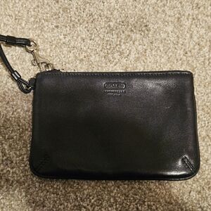 Coach Black Leather Wristlet EUC